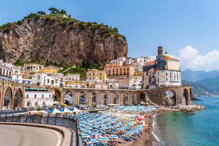 The beautiful village of Atrani in the Amalfi coast Italyの写真素材