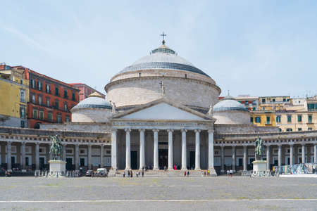 Piazza del Plebiscito in Naples Italyの写真素材