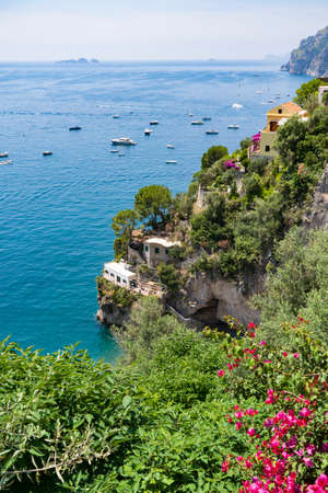 The wonderful village of Positano in the Amalfi Coast in Italyの写真素材