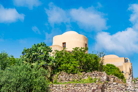 Beautiful mediterrenean architecture inLipari, Aeolian islands in Italyの写真素材