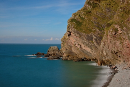 Long exposure of the beach at Heddons mouth in Devon