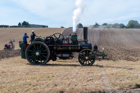 Blandford Forum.Dorset.United Kingdom.August 24th 2019.A vintage traction engine used for pulling a...