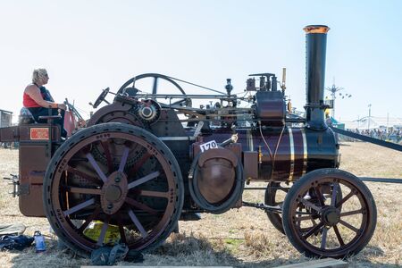 Blandford Forum.Dorset.United Kingdom.August 24th 2019.A vintage traction engine is on display at The Great Dorset Steam Fair.のeditorial素材