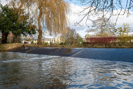 View of the waterfall in Vivary Park in Tauntonの写真素材