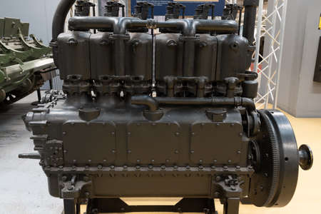 Bovington.Dorset.United Kingdom.February 9th 2020.An engine from a tank is on display at The...