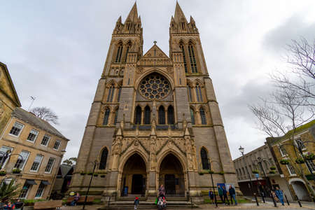 View of the front of Truro cathedral in Cornwallのeditorial素材