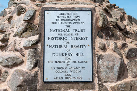 View of the plaque at the summit of Dunkery Hill in Somersetのeditorial素材
