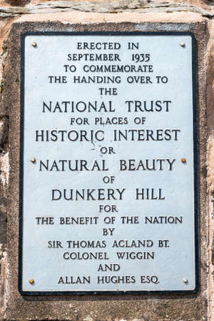View of the plaque at the summit of Dunkery Hill in Somersetのeditorial素材