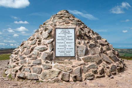 View of the plaque at the summit of Dunkery Hill in Somersetのeditorial素材