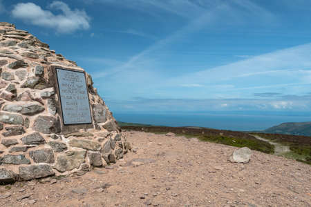 View of the plaque at the summit of Dunkery Hill in Somersetのeditorial素材