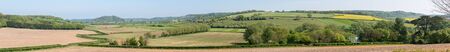 Panoramic photo of the hills and farmland across Somerton moor in Somerset