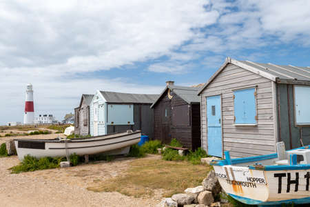 Beach huts at Portland Bill in Dorsetのeditorial素材