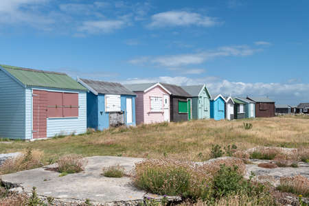 Beach huts at Portland Bill in Dorsetのeditorial素材