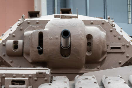 Bovington.Dorset.United Kingdom.February 9th 2020.View of the turret on an old tank at The Tank...