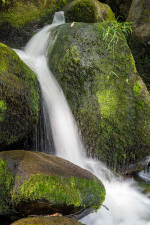 Long exposure of a waterfall at Becky Falls in Dartmoor National Park