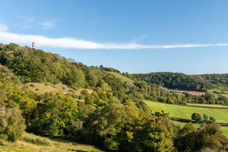 Landscape photo of the Admiral Hood monument on the Polden Way footpath in Compton Dundon in Somersetの写真素材