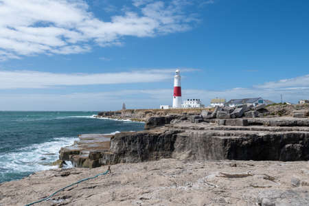 Landscape photo of Portland Bill lighthouse on the Jurassic coast in Dorsetのeditorial素材