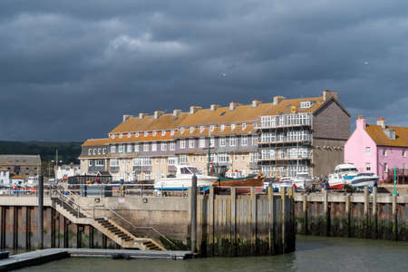 West Bay.Dorset.United Kingdom.June 29th 2020.View of the Pier Terrace at West Bay in Dorset