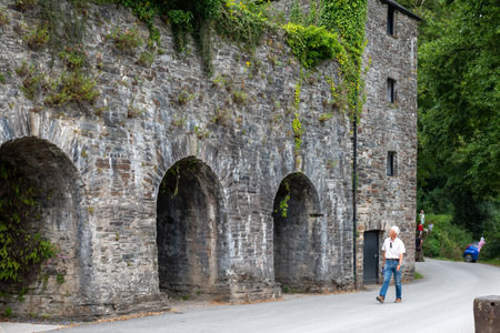 Cotehele quay.Cornwall.United Kingdom.July 23rd 2021.The Edgcumbe building at Cotehele quay in Cornwall.のeditorial素材