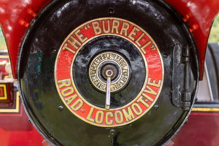 Honiton.Devon.United Kingdom.July 2nd 2021.A restored Burell traction engine is on display at the...