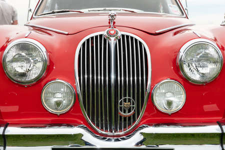 Honiton.Devon.United Kingdom.July 2nd 2021.A mark 2 Jaguar is on display at the Devon county showのeditorial素材