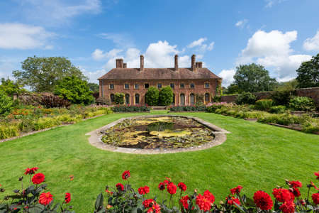 Barrington.Somerset.United Kingdom.August 8th 2021.View of the Strode house and ornamental garden at Barrington court in Somersetのeditorial素材