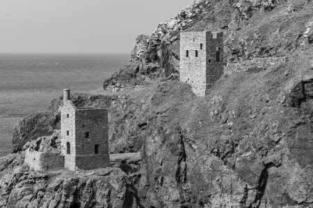 The engine houses at the Crowns mine at Botallack mine in Cornwallのeditorial素材