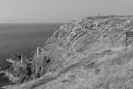 The Crowns engine houses at Botallack mine in Cornwallのeditorial素材