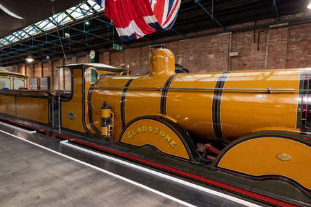 York.Yorkshire.United Kingdom.February 13th 2022.A B1 class Gladstone steam train is on display at the National Railway museum in Yorkのeditorial素材