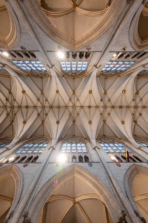 York.Yorkshire.United Kingdom.February 14th 2022.View of the ceiling inside York Minster cathedral in Yorkshireのeditorial素材