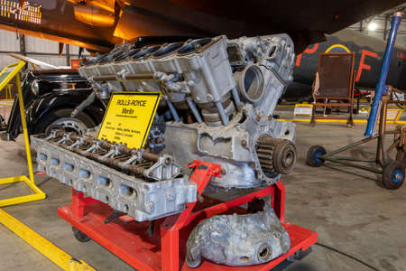 York.Yorkshire.United Kingdom.February 16th 2022.A Rolls Royce Merlin engine is on display at the...