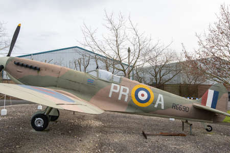 York.Yorkshire.United Kingdom.February 16th 2022.A spitfire is on display at the Yorkshire air...