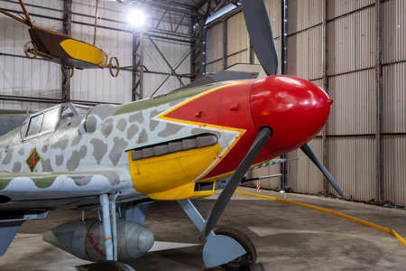 York.Yorkshire.United Kingdom.February 16th 2022.A Messerschmitt 109 aircraft is on display at the Yorkshire air museumのeditorial素材
