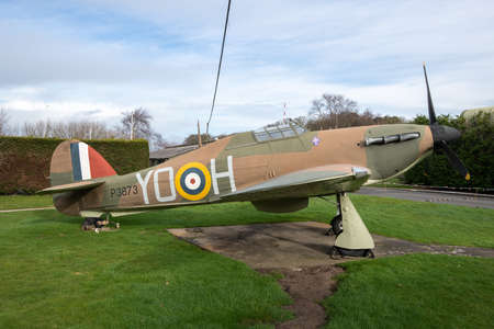 York.Yorkshire.United Kingdom.February 16th 2022.A Hawker Hurricane is on display at the Yorkshire...