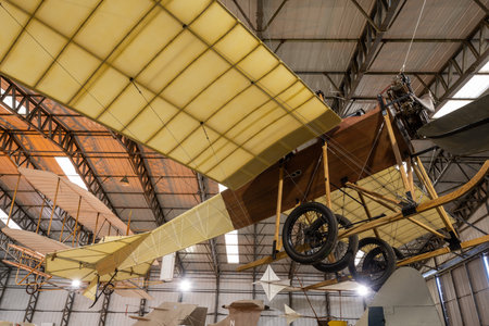 York.Yorkshire.United Kingdom.February 16th 2022.A replica of a Blackburn Mercury Monoplane is on display at the Yorkshire air museumのeditorial素材
