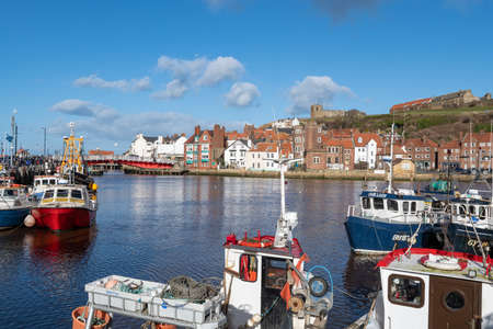 View of Whitby marina in North Yorkshireのeditorial素材