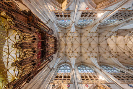York.Yorkshire.United Kingdom.February 14th 2022.View of the ceiling in the quire of York Minster...