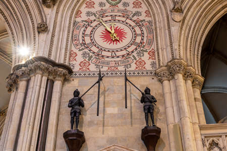 York.Yorkshire.United Kingdom.February 14th 2022.View of the clock inside York Minster cathedral in Yorkshireのeditorial素材