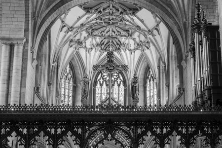 Tewkesbury.Gloucestershire.United Kingdom.June 2nd 2022.View of the inside of Tewkesbury Abbey in Gloucestershireのeditorial素材