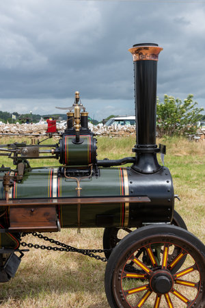 West Bay.Dorset.United Kingdom.June 12th 2022.A miniature Burrell traction engine is on display at...