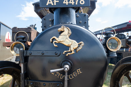 West Bay.Dorset.United Kingdom.June 12th 2022.A restored Aveling and Porter traction engine is on...