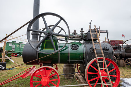 Tarrant Hinton.Dorset.United Kingdom.August 25th 2022.A restored Ruston and Hornsby stationary steam engine is on show at the Great Dorset Steam Fairのeditorial素材