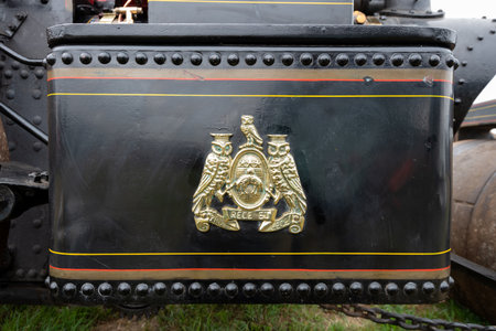 Tarrant Hinton.Dorset.United Kingdom.August 25th 2022.Close up of the logo on a  restored 1924...