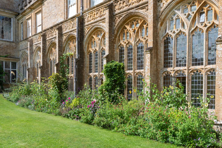 Chard.Somerset.United Kingdom.Close up of the windows at Forde Abbey in Somersetのeditorial素材