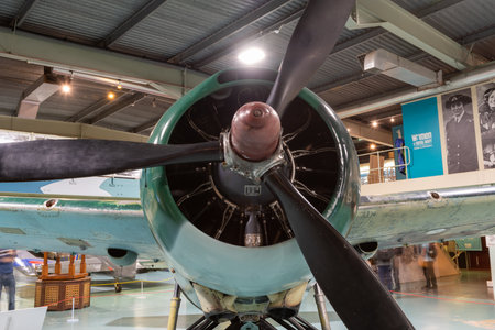 Yeovilton.Somerset.United Kingdom.October 23rd 2022.A Grumman F4F Wildcat is on display at the Fleet...