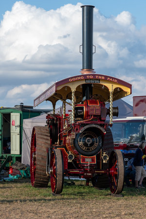 Tarrant Hinton.Dorset.United Kingdom.August 25th 2022.A restored 1898 Burrell showmans engine called...