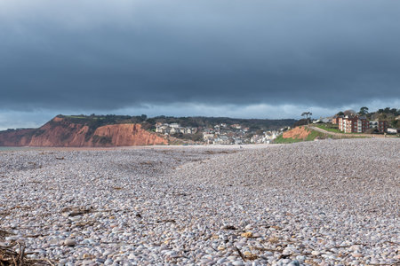 Budleigh Salterton beach in Devonの写真素材