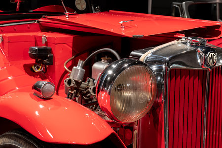 Sparkford.Somerset.United Kingdom.March 26th 2023.An MG TC from 1946 is on show at the Haynes Motor...