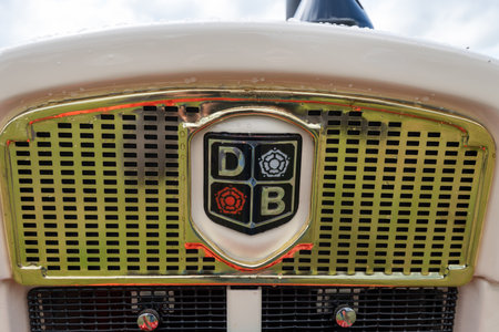 Low Ham.Somerset.United Kingdom.July 23rd 2023.Close up of the David Brown logo on a restored david Brown 885 on show at the Somerset steam and country showのeditorial素材