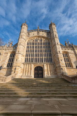 Windsor.Berkshire.United Kingdom.December 2nd 2022.Photo of the west front  Saint Georges chapel at Windsor castleのeditorial素材